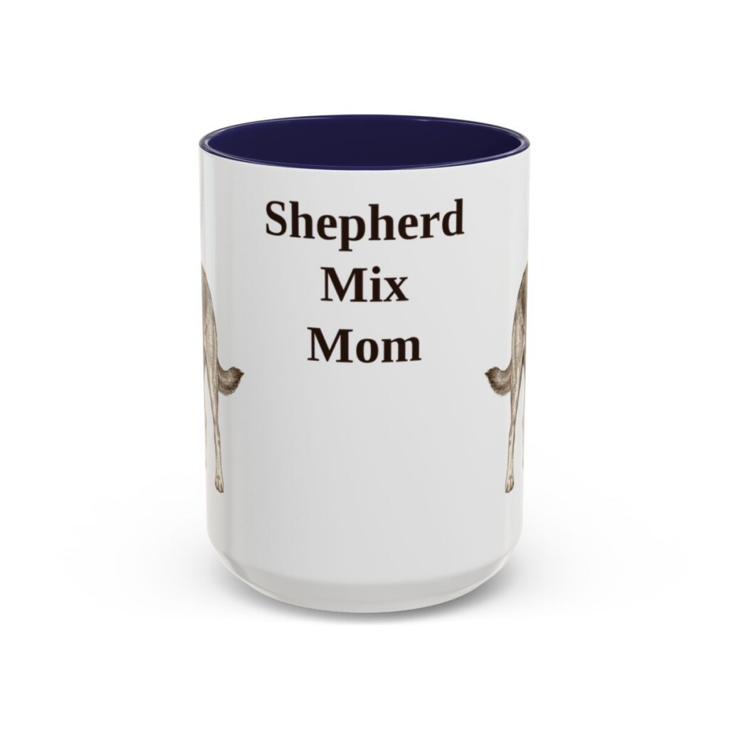 15oz-shepherd-mix-mug-mom-navy 15oz Shepherd Mix Dog Mom Mug, Navy, front view