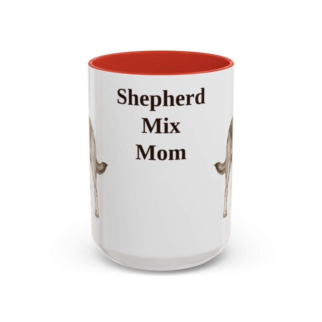 15oz-shepherd-mix-mug-mom-red 15oz Shepherd Mix Dog Mom Mug, Red, front view