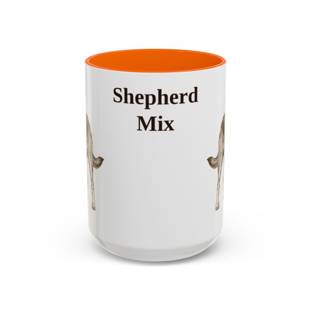 15oz Shepherd Mix Mug, Orange, front view