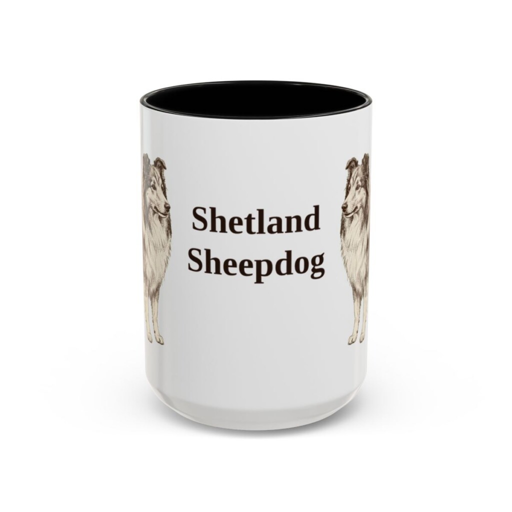 15oz Shetland Sheepdog Mug, Black, front view