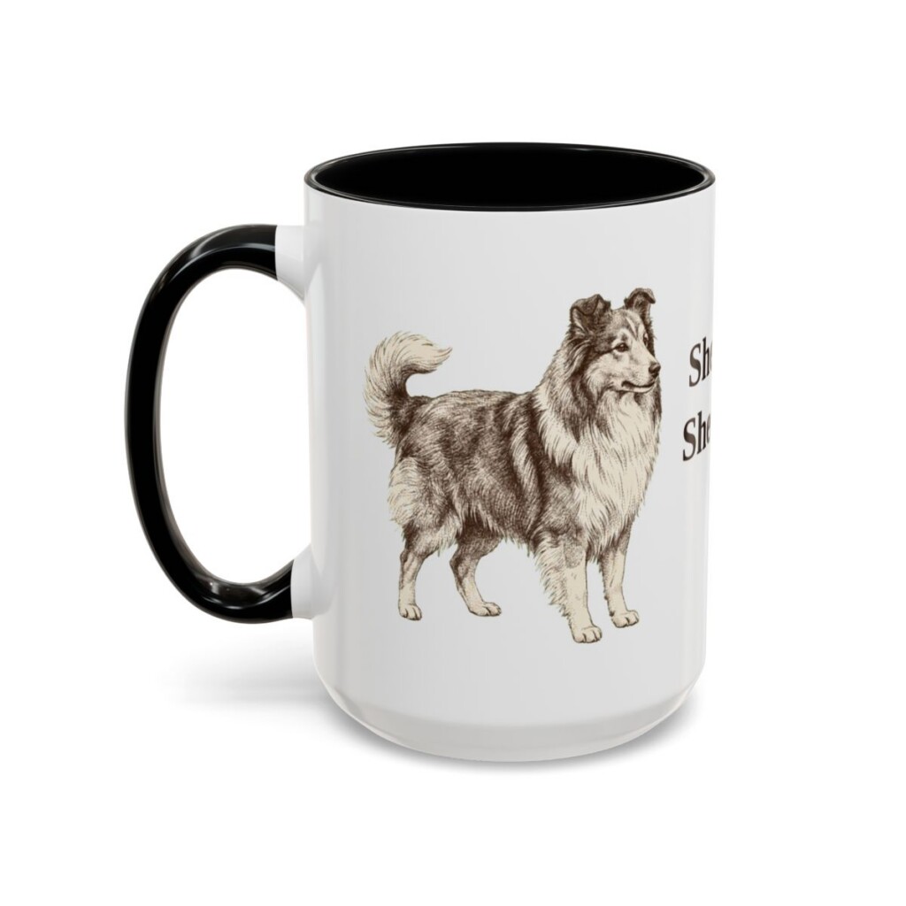 15oz Shetland Sheepdog Mug, Black, left side view