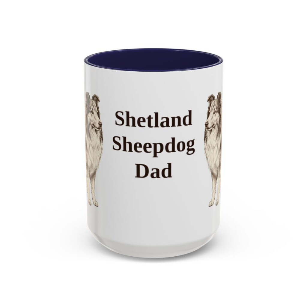 15oz Shetland Sheepdog Dog Dad Mug, Navy, front view