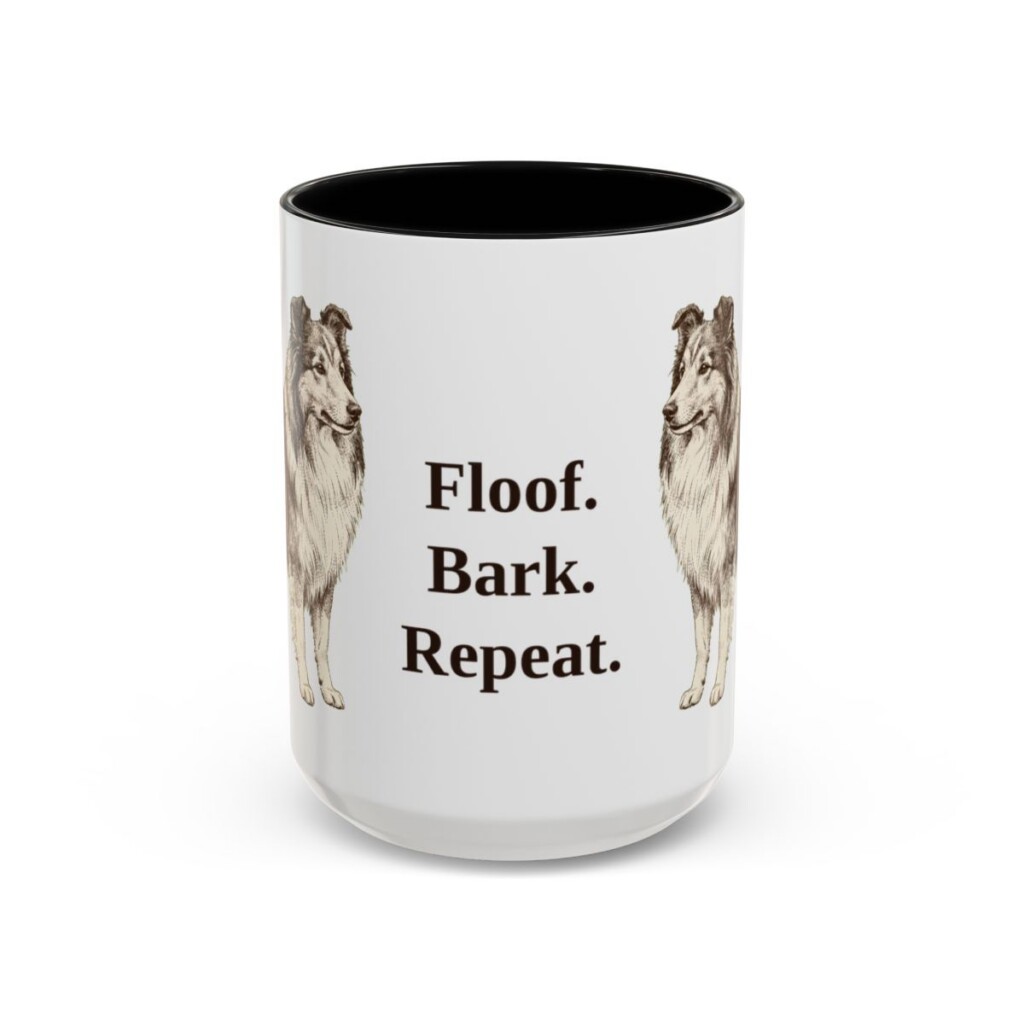 15oz Funny Shetland Sheepdog Mug, Black, front view