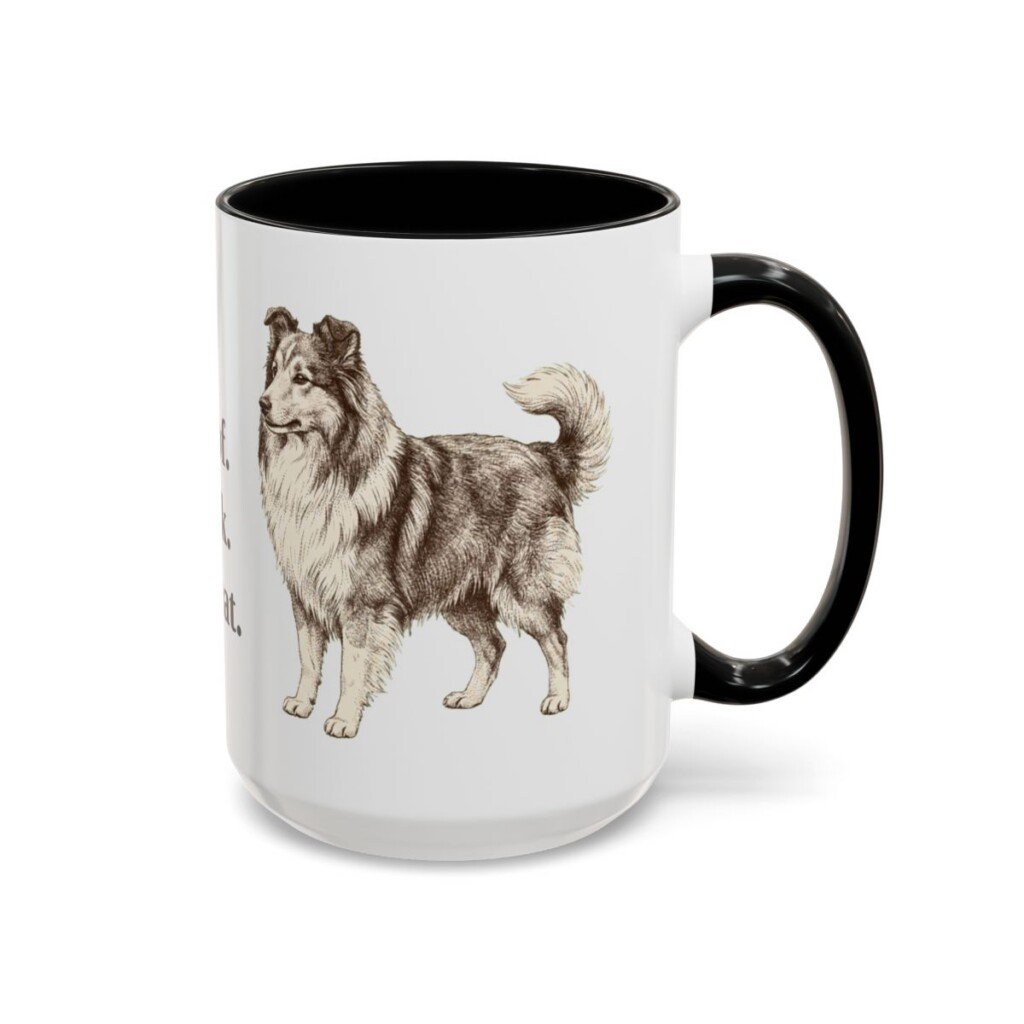 15oz Funny Shetland Sheepdog Mug, Black, right side view
