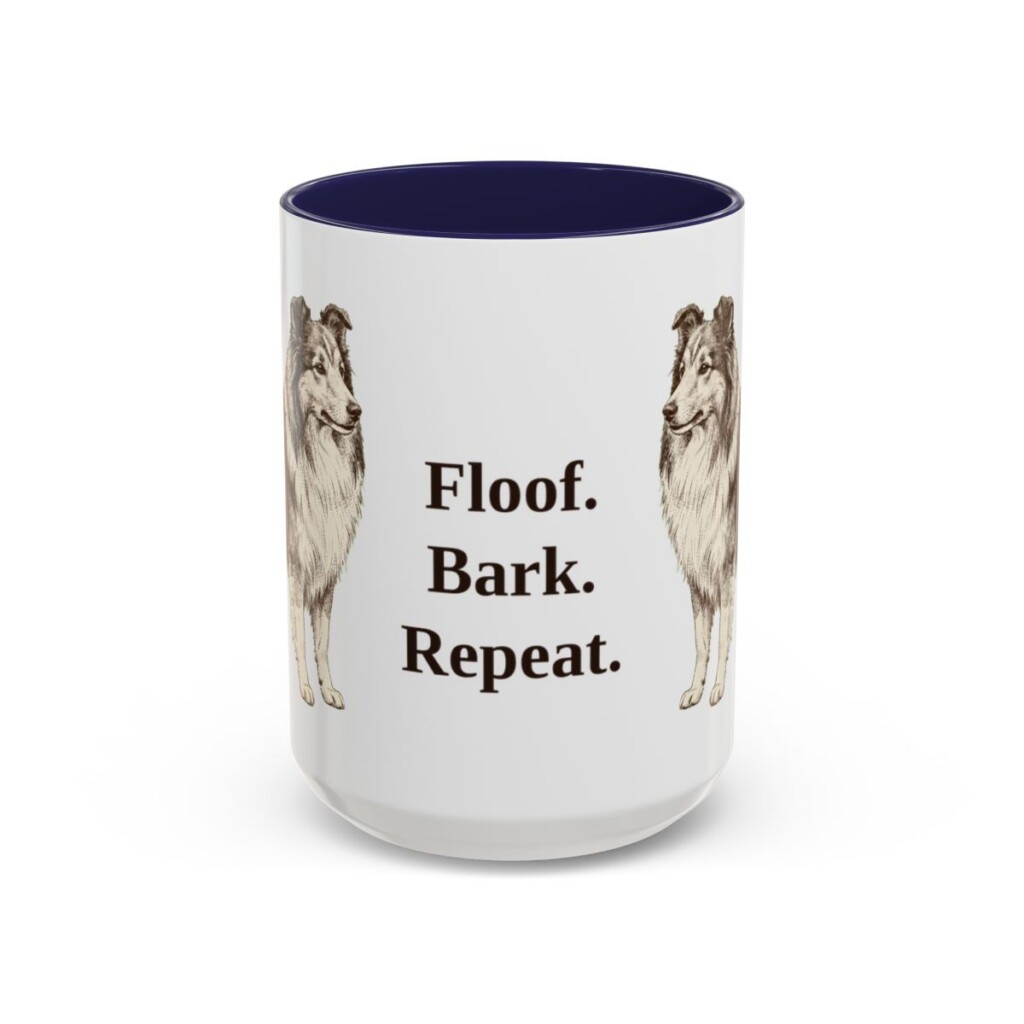 15oz Funny Shetland Sheepdog Mug, Navy, front view