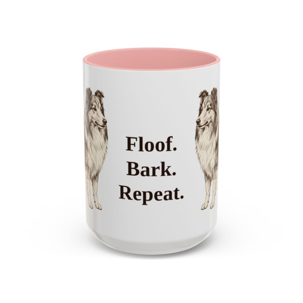 15oz Funny Shetland Sheepdog Mug, Pink, front view