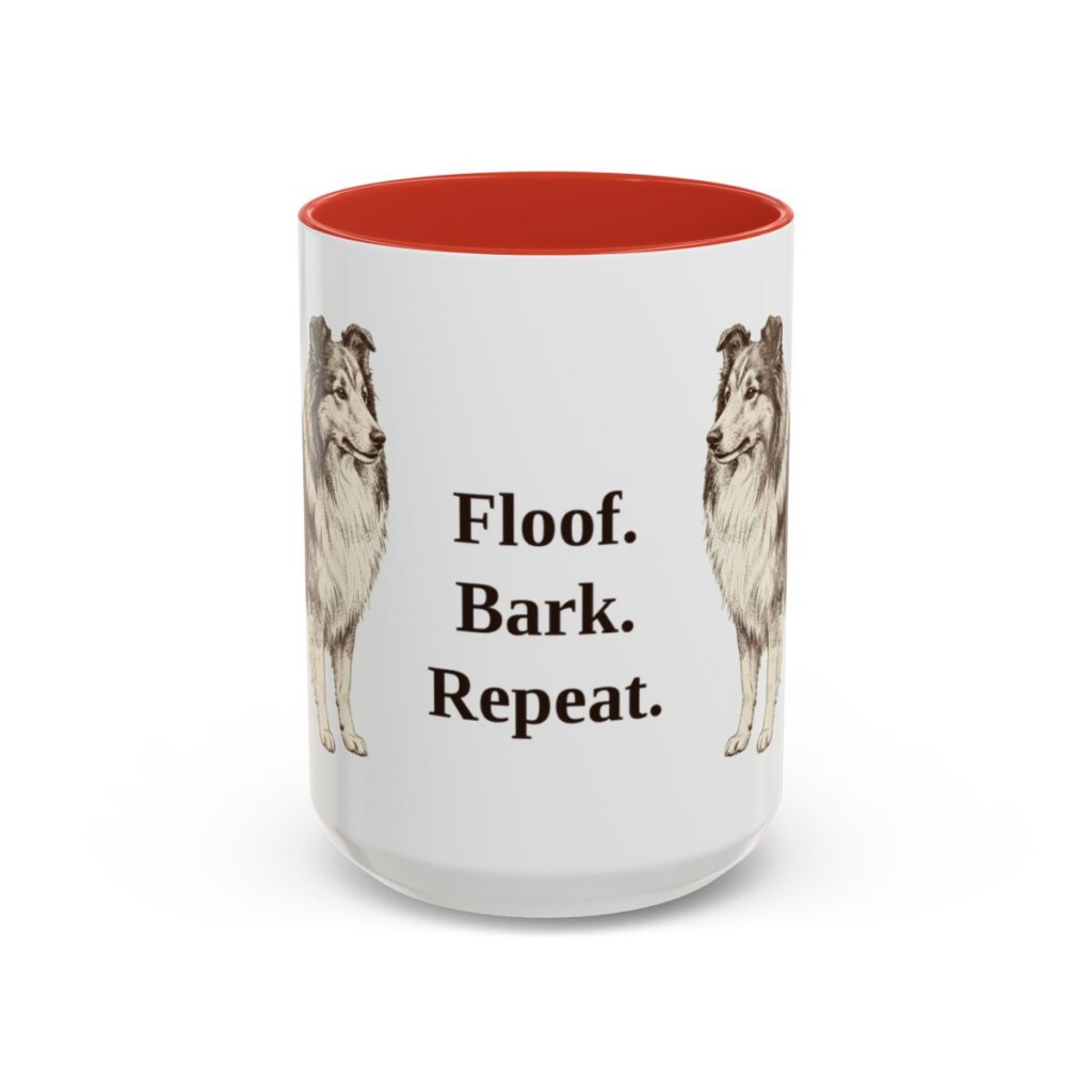 15oz Funny Shetland Sheepdog Mug, Red, front view