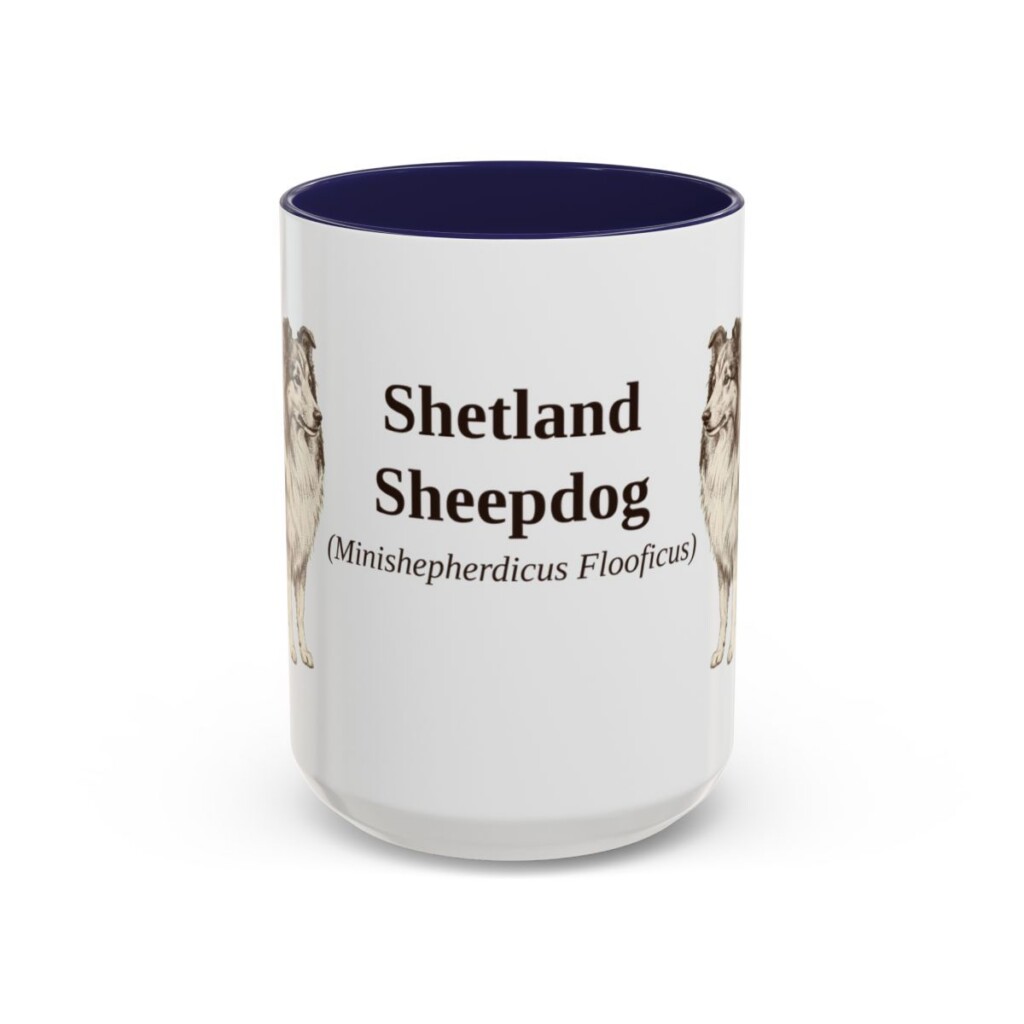 15oz-shetland-sheepdog-mug-latin-navy 15oz Shetland Sheepdog Latin Mug, Navy, front view