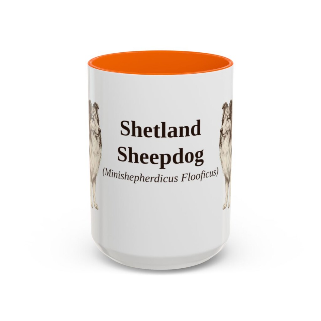 15oz-shetland-sheepdog-mug-latin-orange 15oz Shetland Sheepdog Latin Mug, Orange, front view