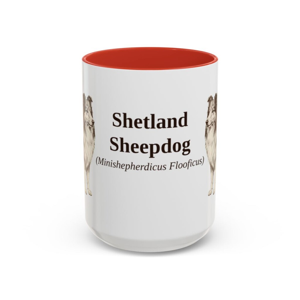 15oz-shetland-sheepdog-mug-latin-red 15oz Shetland Sheepdog Latin Mug, Red, front view