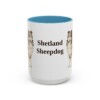 15oz Shetland Sheepdog Mug, Light Blue, front view