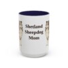 15oz Shetland Sheepdog Dog Mom Mug, Navy, front view