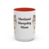 15oz Shetland Sheepdog Dog Mom Mug, Red, front view