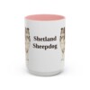 15oz Shetland Sheepdog Mug, Pink, front view