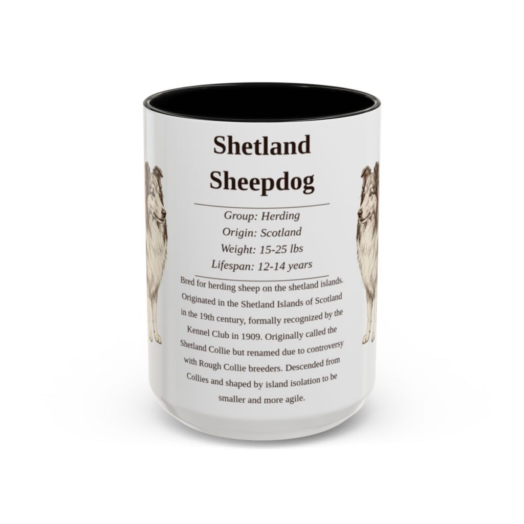 15oz Shetland Sheepdog Mug, Black, front view