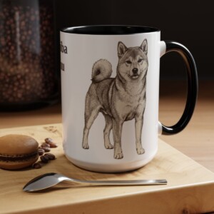 15oz Shiba Inu Mug, Black, lifestyle photo
