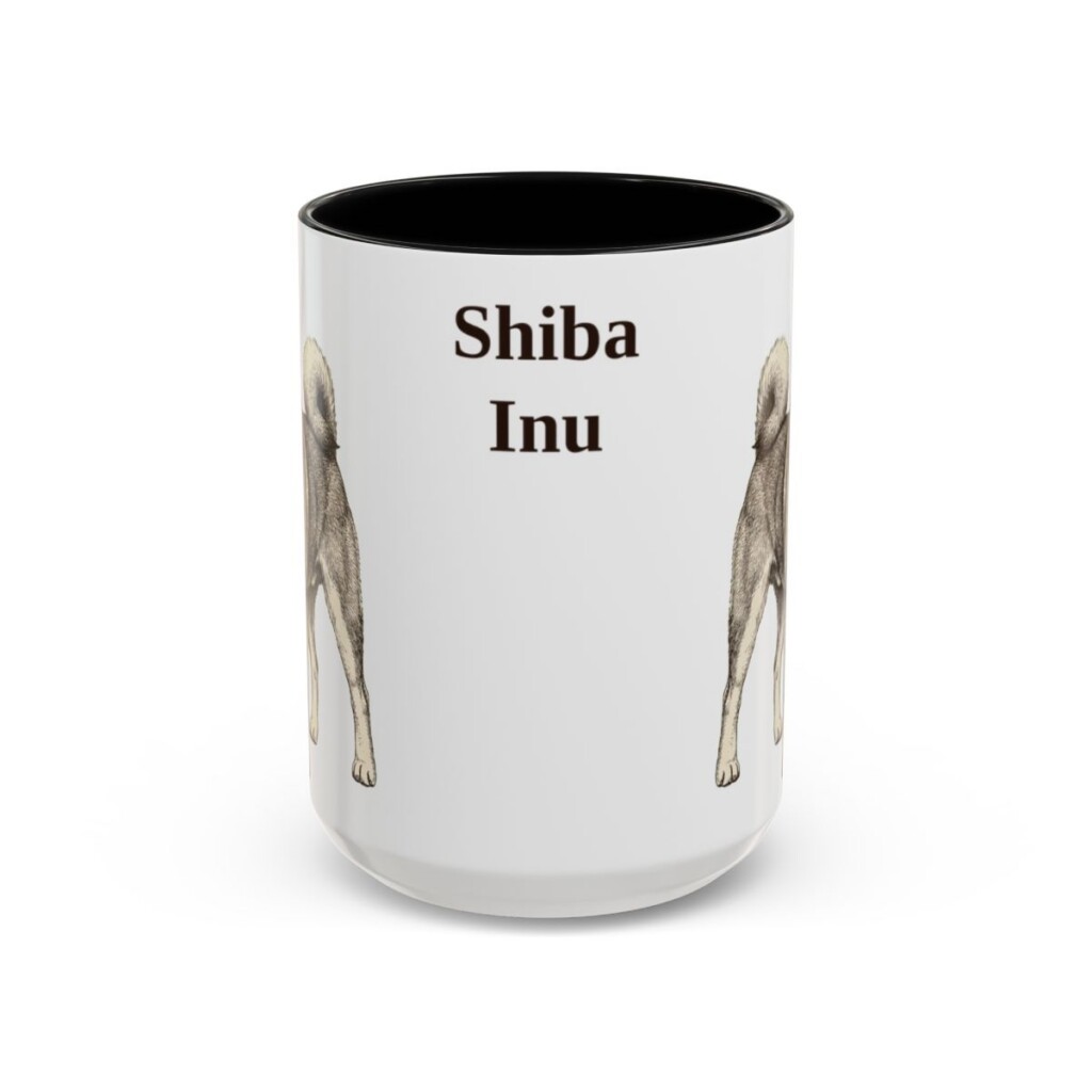 15oz Shiba Inu Mug, Black, front view