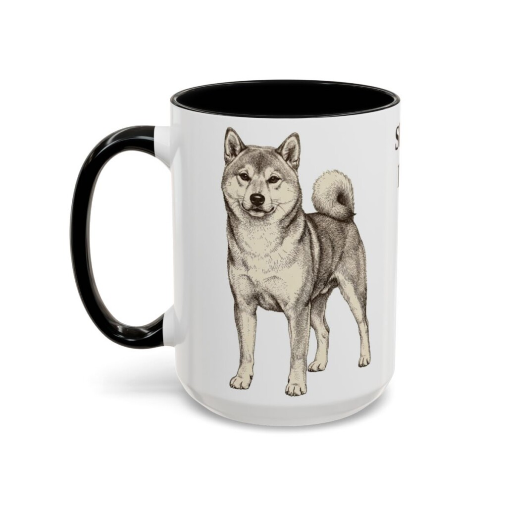 15oz Shiba Inu Mug, Black, left side view