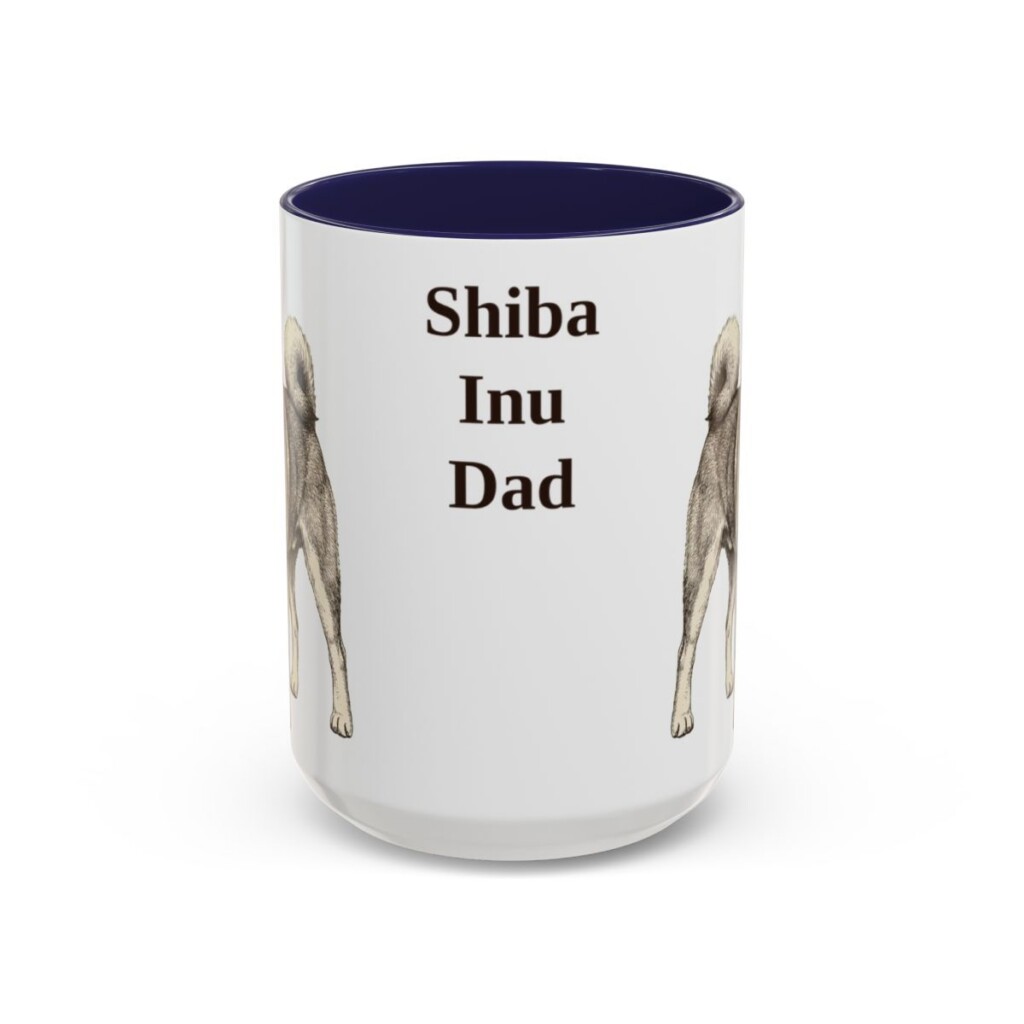 15oz Shiba Inu Dog Dad Mug, Navy, front view