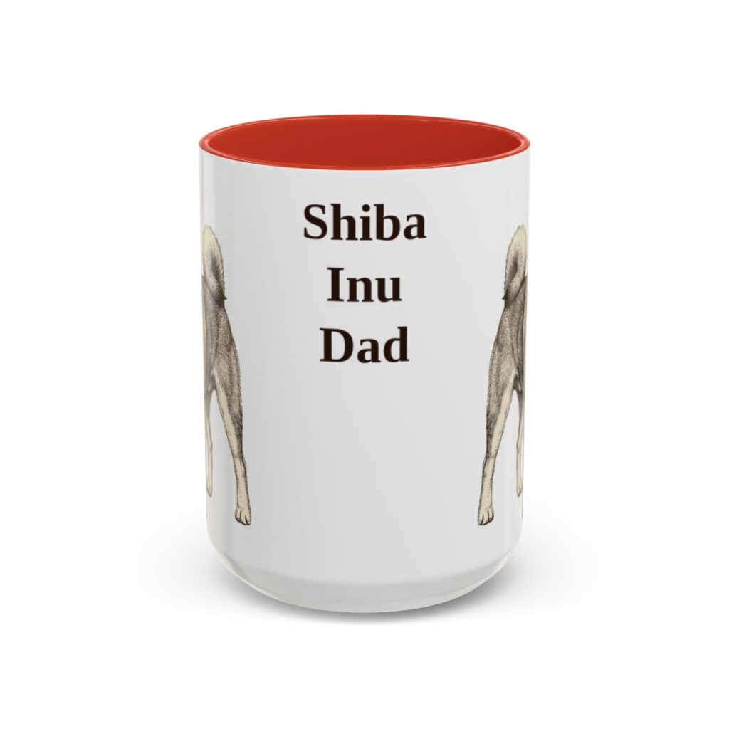 15oz Shiba Inu Dog Dad Mug, Red, front view