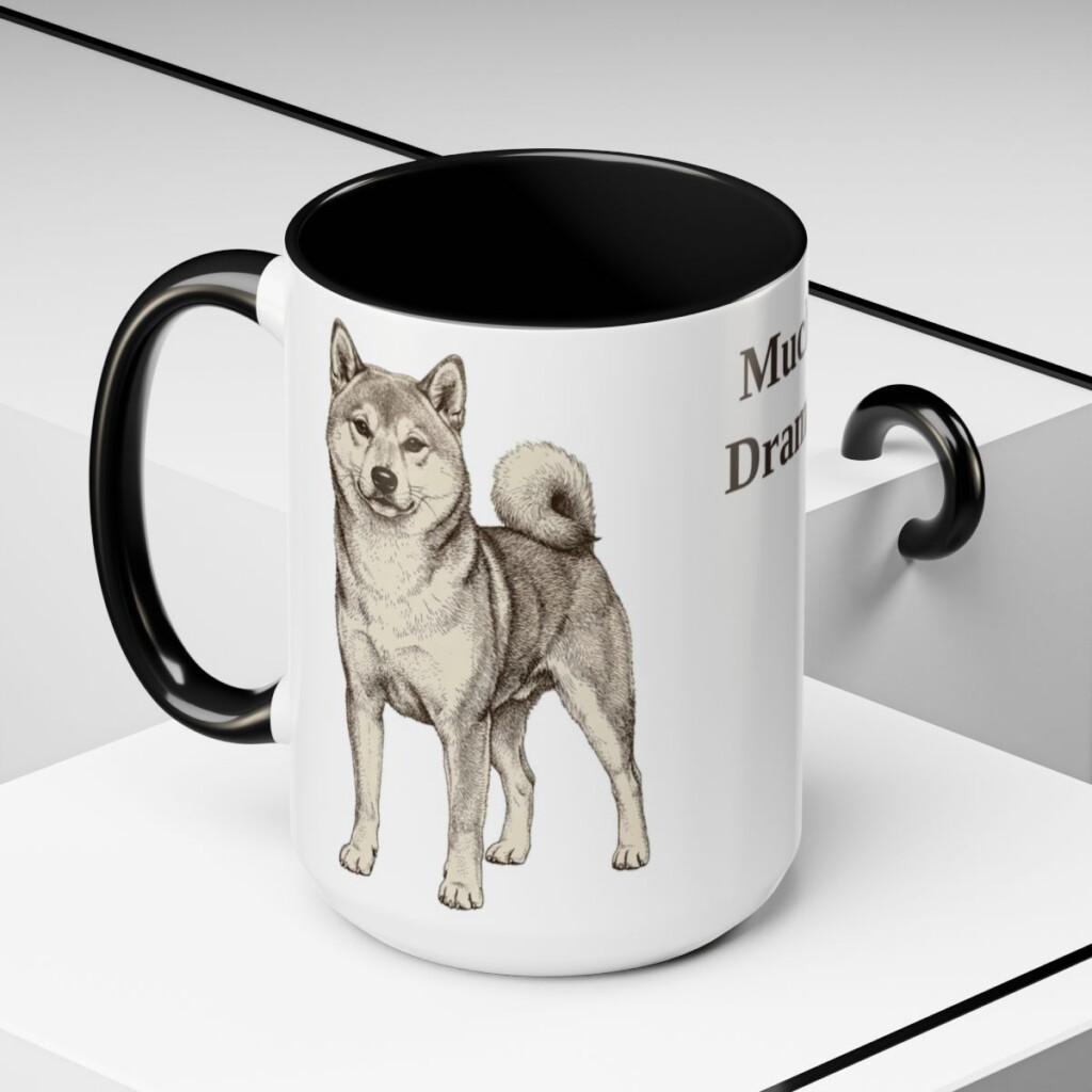 15oz Funny Shiba Inu Mug, Black, lifestyle photo