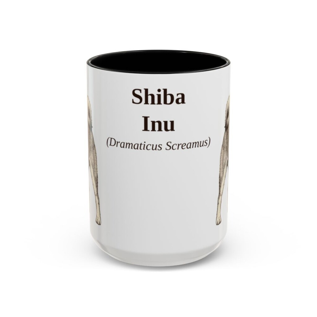 15oz-shiba-inu-mug-latin-black-front 15oz Shiba Inu Latin Mug, Black, front view