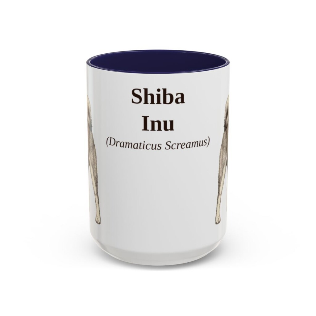 15oz-shiba-inu-mug-latin-navy 15oz Shiba Inu Latin Mug, Navy, front view