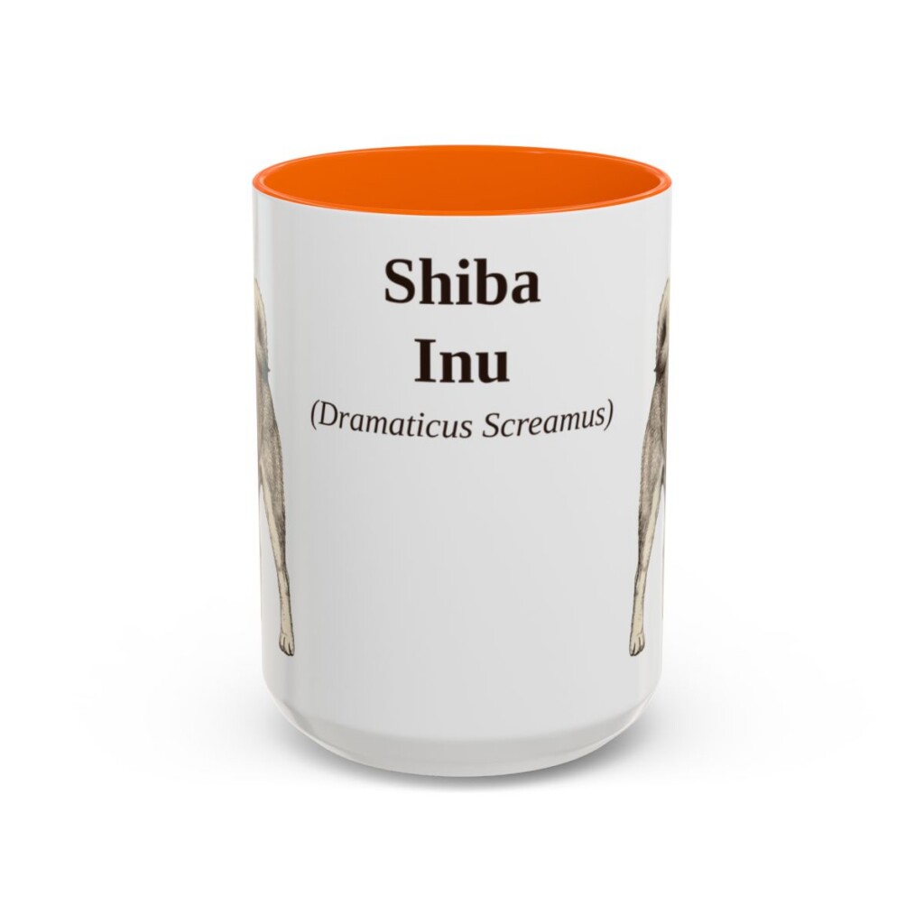 15oz-shiba-inu-mug-latin-orange 15oz Shiba Inu Latin Mug, Orange, front view