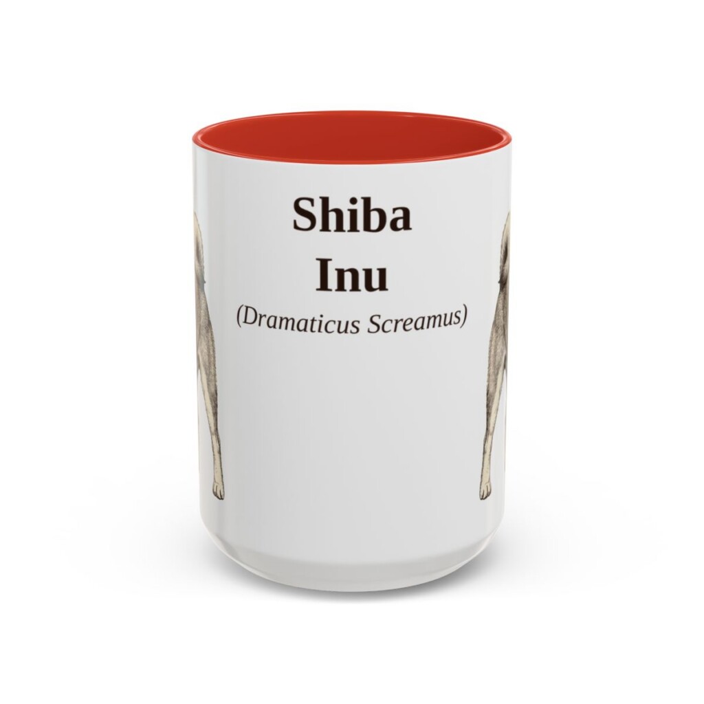 15oz-shiba-inu-mug-latin-red 15oz Shiba Inu Latin Mug, Red, front view