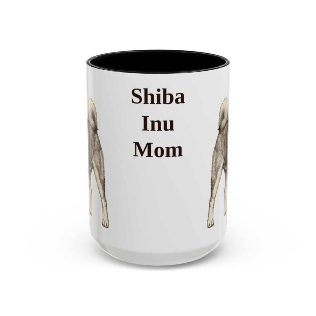 15oz Shiba Inu Dog Mom Mug, Black, front view
