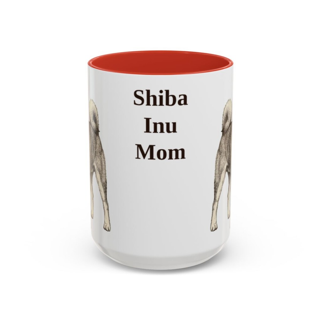 15oz Shiba Inu Dog Mom Mug, Red, front view