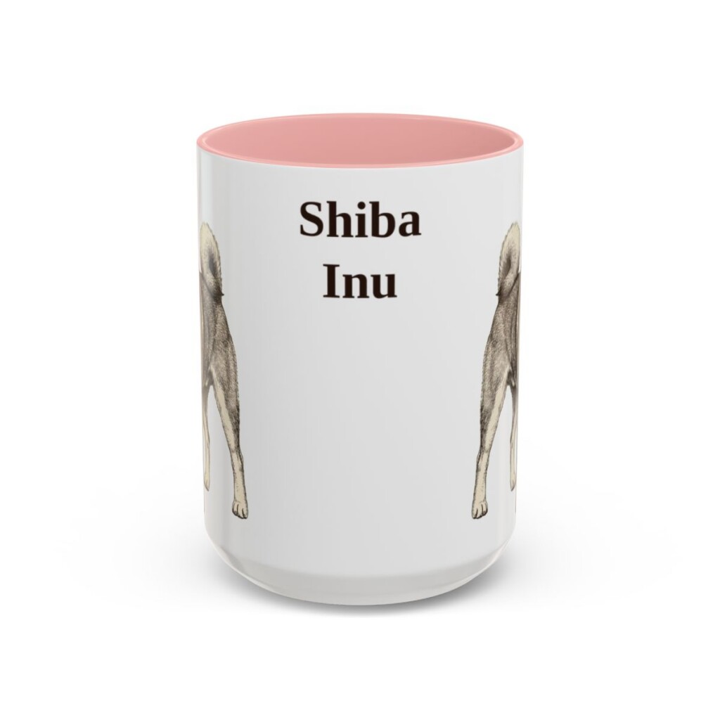 15oz Shiba Inu Mug, Pink, front view