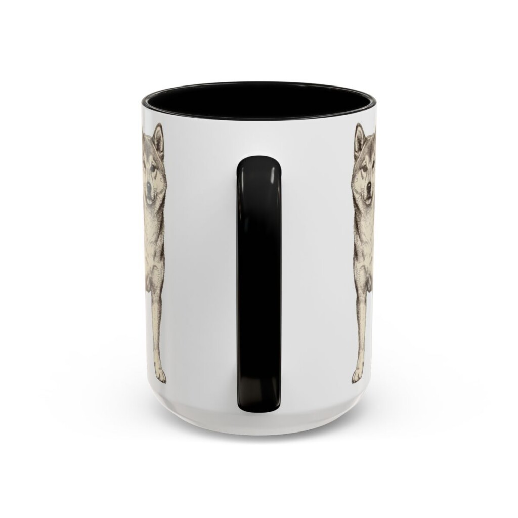 15oz Shiba Inu Mug, Black, back view