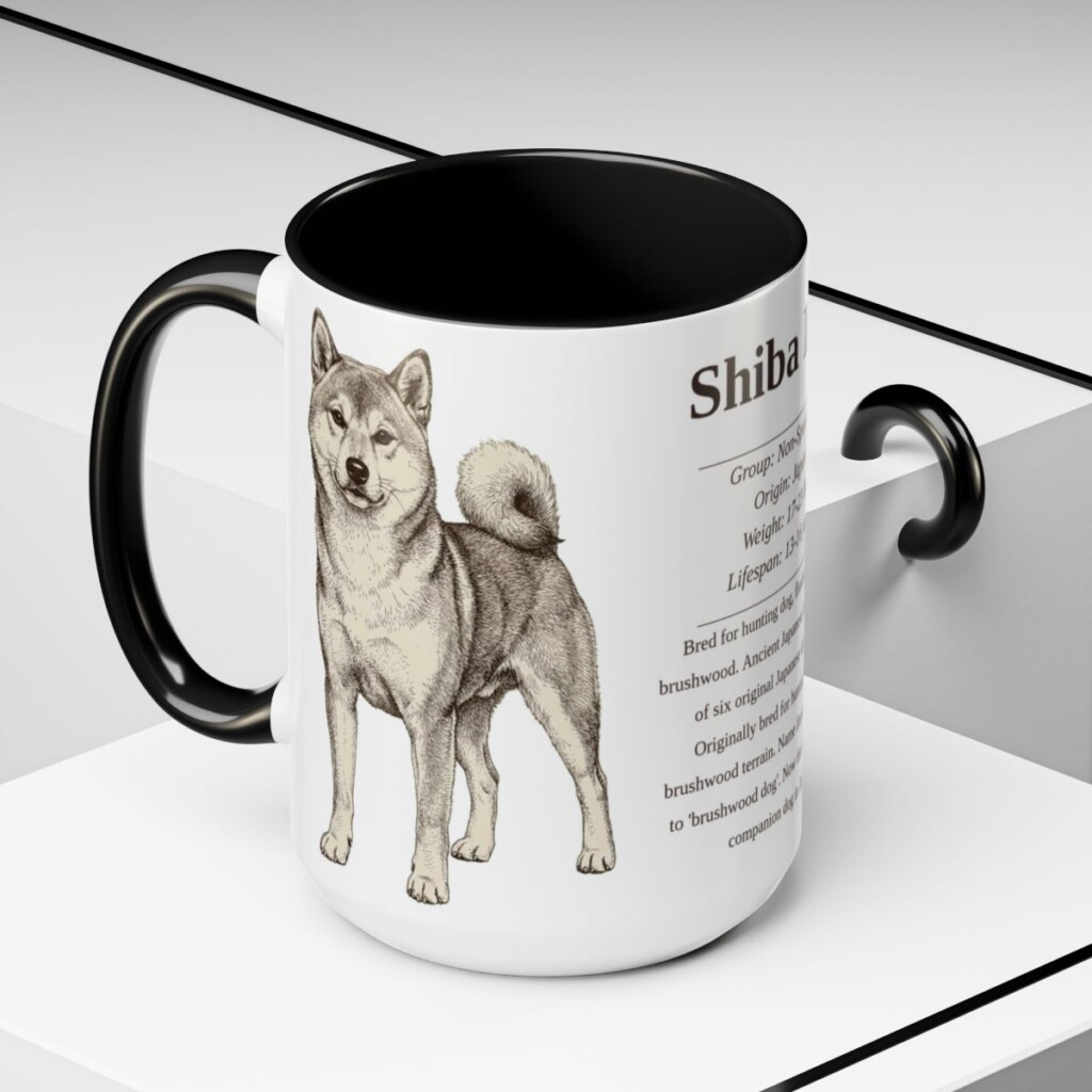 15oz Shiba Inu Mug, Black, lifestyle photo