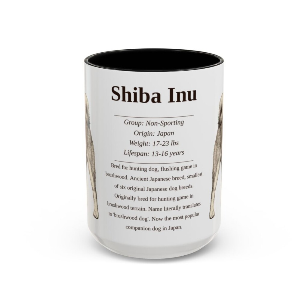 15oz Shiba Inu Mug, Black, front view