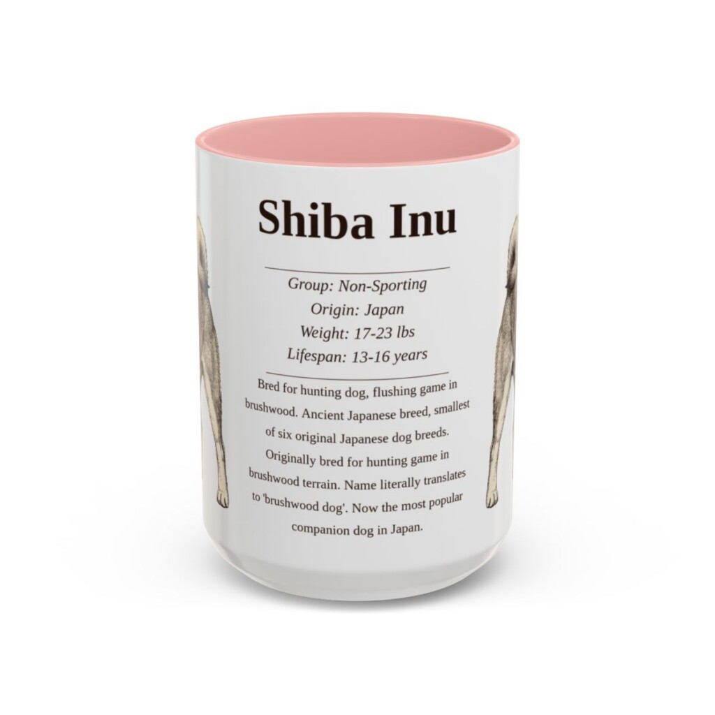 15oz Shiba Inu Mug, Pink, front view