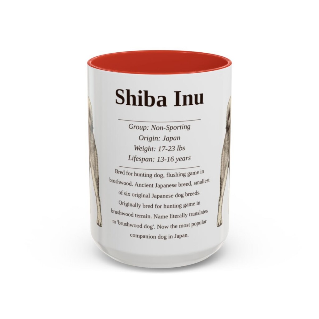 15oz Shiba Inu Mug, Red, front view