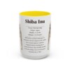 15oz Shiba Inu Mug, Yellow, front view