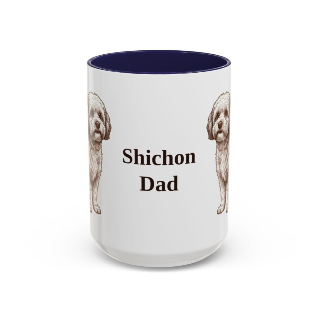 15oz Shichon Dog Dad Mug, Navy, front view