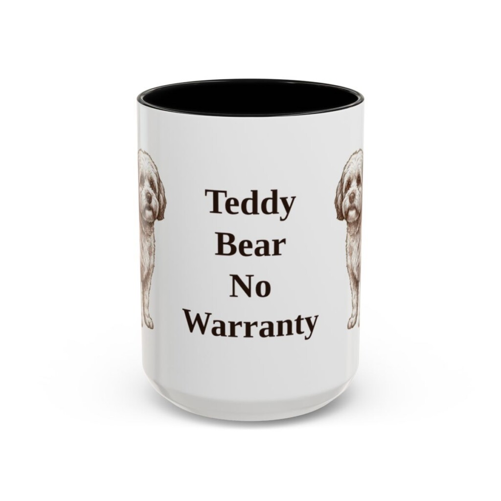 15oz Funny Shichon Mug, Black, front view