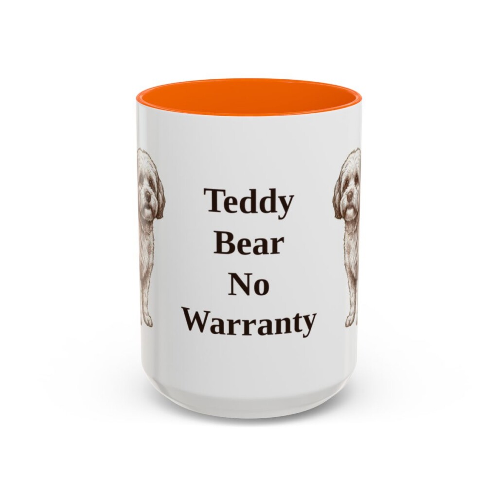 15oz Funny Shichon Mug, Orange, front view