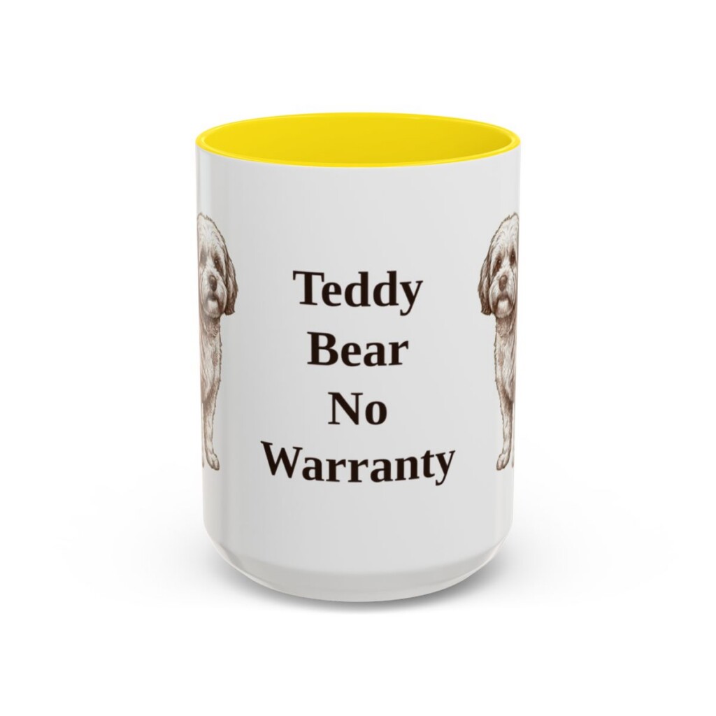 15oz Funny Shichon Mug, Yellow, front view