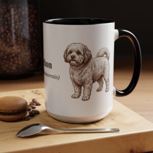 15oz Shichon Latin Mug, Black, lifestyle photo