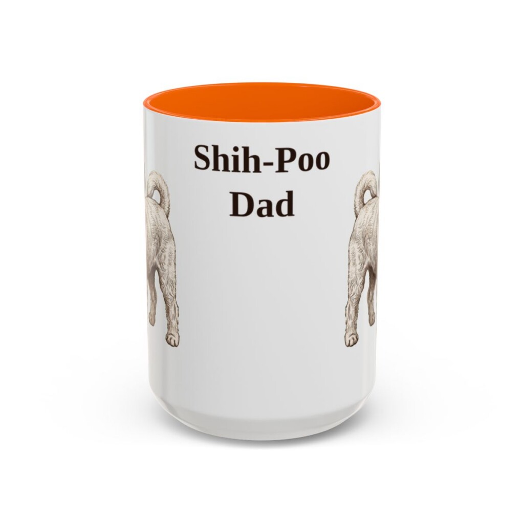 15oz-shih-poo-mug-dad-orange 15oz Shih-Poo Dog Dad Mug, Orange, front view
