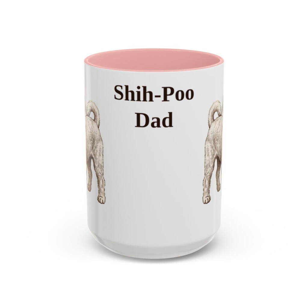 15oz-shih-poo-mug-dad-pink 15oz Shih-Poo Dog Dad Mug, Pink, front view