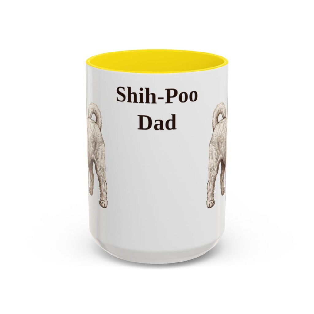 15oz-shih-poo-mug-dad-yellow 15oz Shih-Poo Dog Dad Mug, Yellow, front view