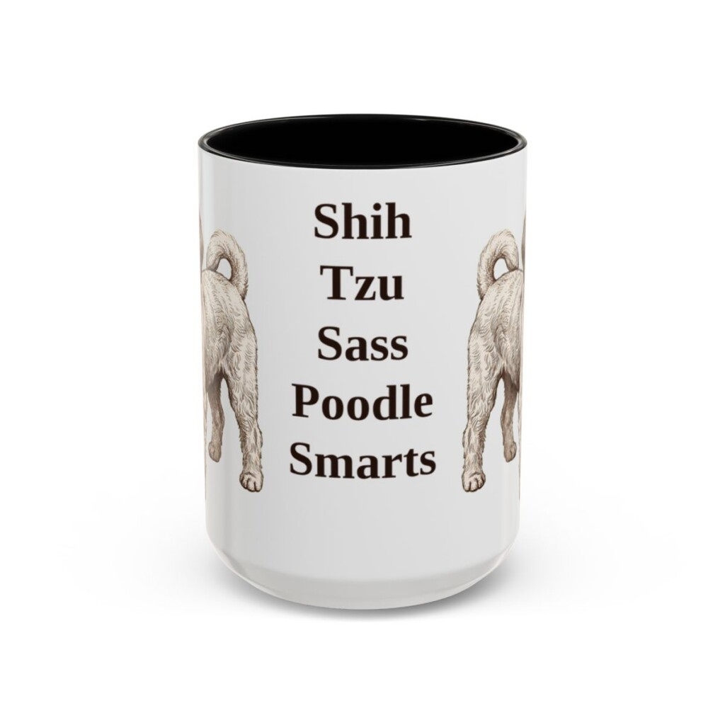 15oz Funny Shih-Poo Mug, Black, front view