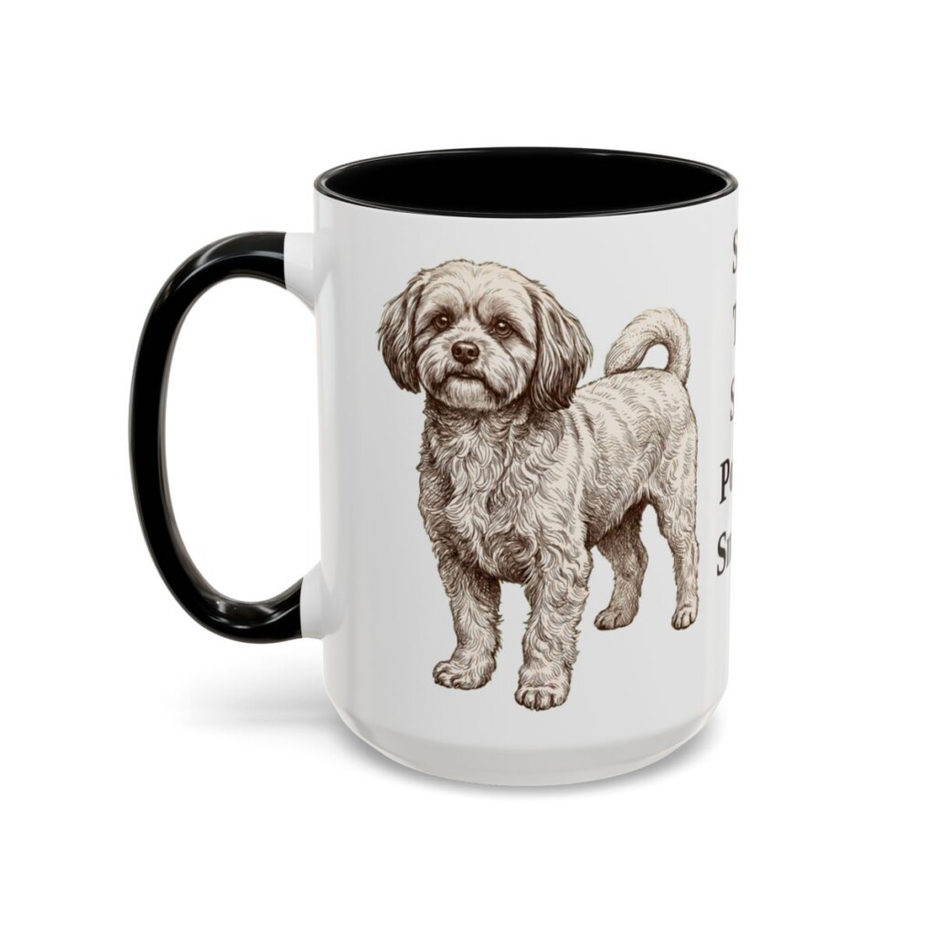 15oz Funny Shih-Poo Mug, Black, left side view