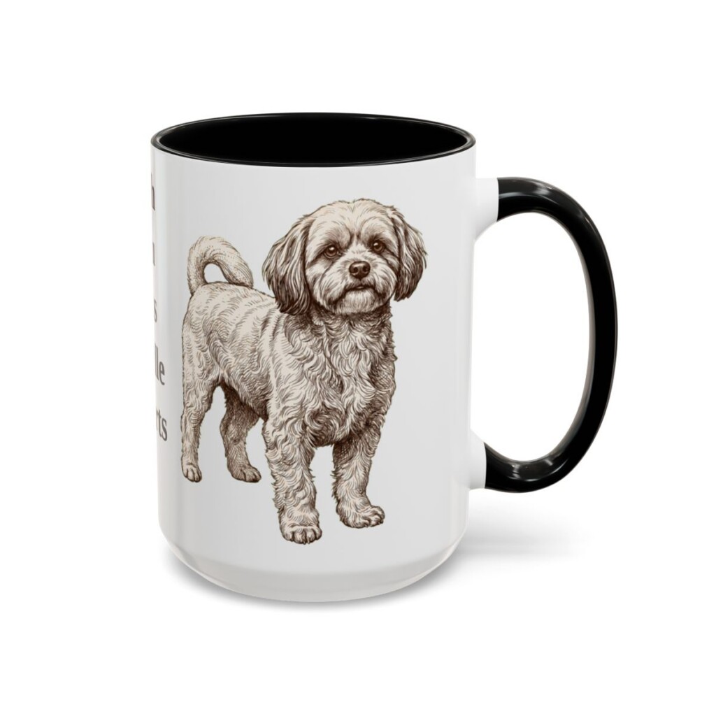 15oz Funny Shih-Poo Mug, Black, right side view