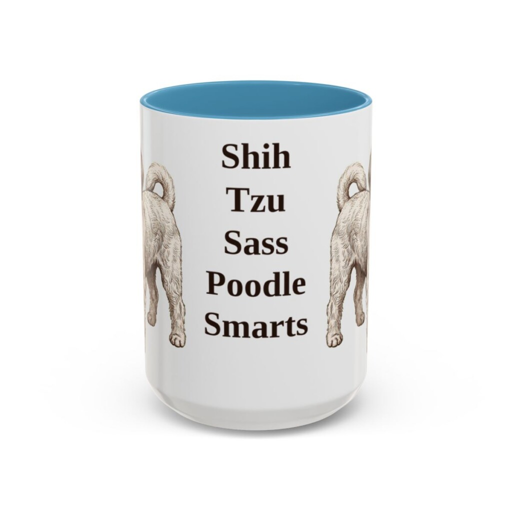 15oz Funny Shih-Poo Mug, Light Blue, front view